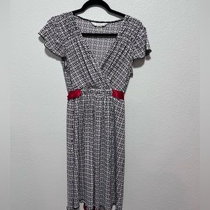 AA Studio AA Black White Red Wrap Dress Size Large 10P